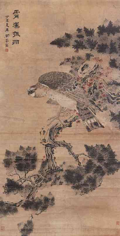阙岚 鹰 立轴